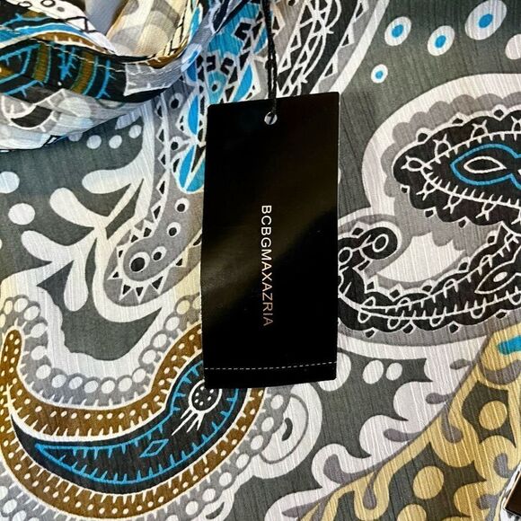 NWT BCBG Maxazria 70s Paisley Blouse Size Small - Picture 11 of 12